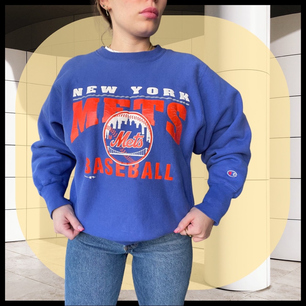 blue champion size medium NY Mets crewneck sweater